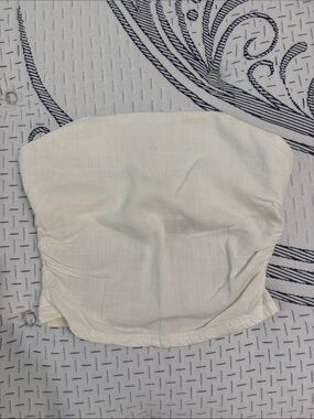 H&M Divided Cream Strapless Linen-Blend Tube Top